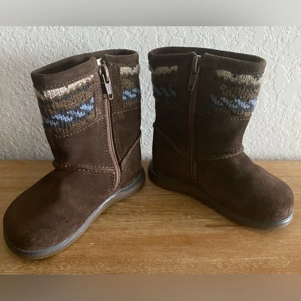 CLARKS NEW FIRST SHOES BABY GIRL MUSHROOM SUEDE ZIP-UP BOOTS US 5.5 Fall Winter